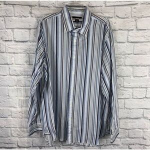 Michael Kors Longsleeve button down stripe dress shirt w/button cuffs men XXL